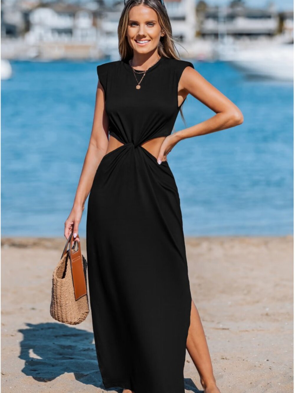 NWT Cupshe Chic Temptation Black Midi Dress